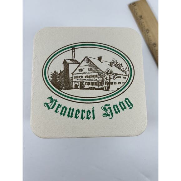 German Brewery Barware Coasters Mats Brauerei Gaag Square Green White - Picture 4 of 8